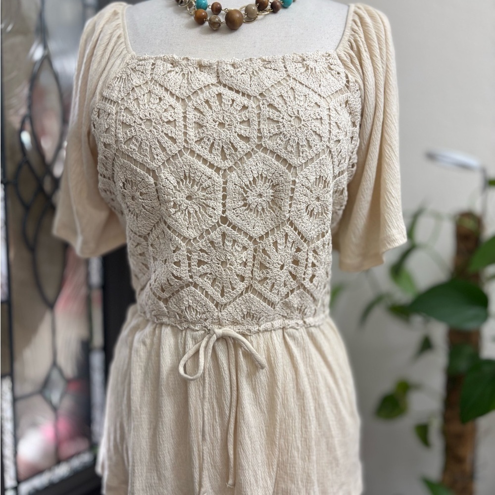 NWT Maurices Beige Crochet On-Off Shoulder Women Top | Size 3X
